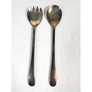 Vintage FB Rogers Italy Silver Plated Salad Serving Spoon and Fork 9 1/4" Rare